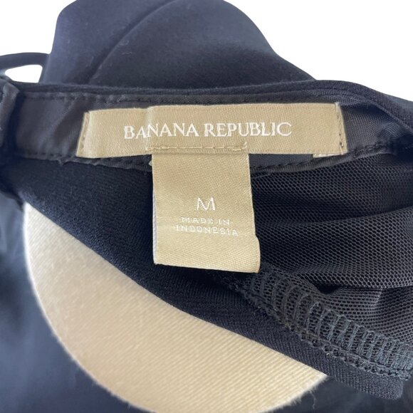 Banana Republic Womens Black Sleeveless Mesh Contrast Back Zip Blouse Size M - Picture 5 of 7